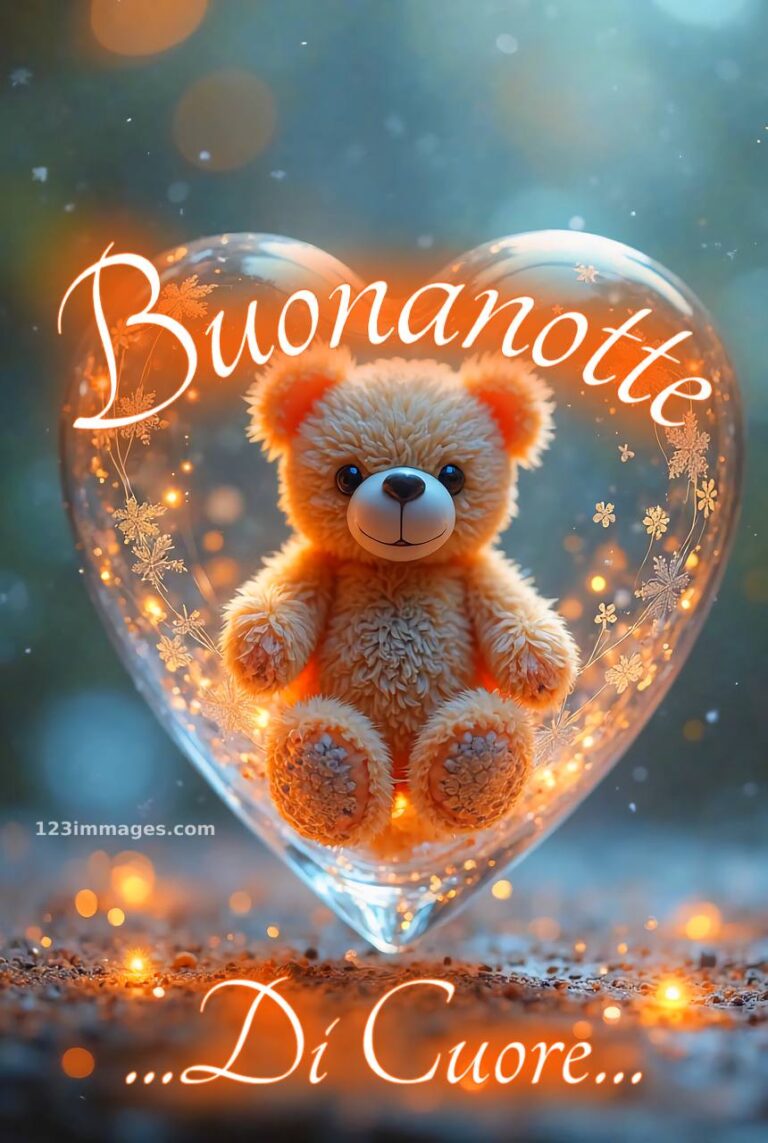 Pietra Rosa Nuovissimo Buonanotte Immagini Recenti Gratis Per Whatsapp 6 Orsetto dentro un cuore di vetro illuminato con scritta Buonanotte di Cuore